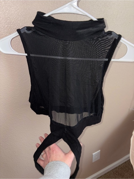 SHEIN Tops - Black Sheer Sleeveless Turtleneck Bodysuit with crossbody wrap